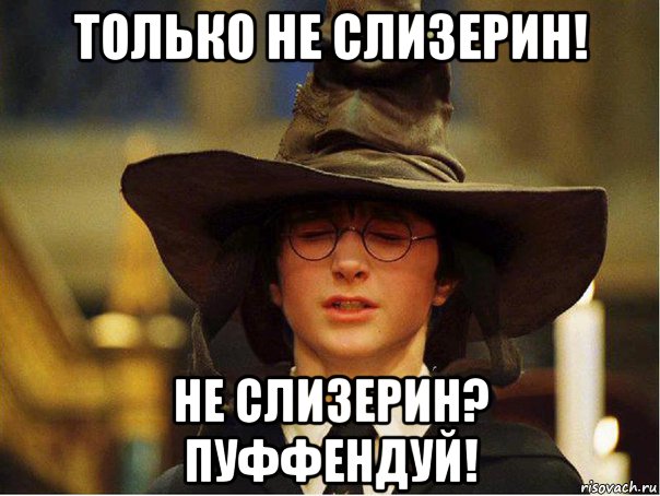 только не слизерин! не слизерин? пуффендуй!