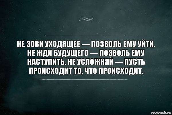 Не зови уходящее — позволь ему уйти. Не жди будущего — позволь ему наступить. Не усложняй — пусть происходит то, что происходит., Комикс Игра Слов