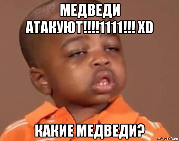 медведи атакуют!!!!1111!!! xd какие медведи?, Мем  Какой пацан (негритенок)