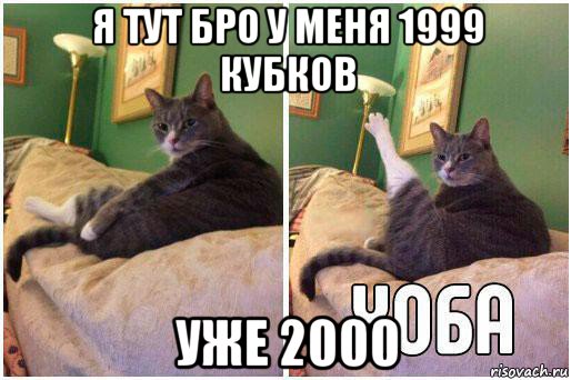 я тут бро у меня 1999 кубков уже 2000