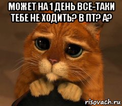 может на 1 день все-таки тебе не ходить? в пт? а? , Мем Кот из Шрека