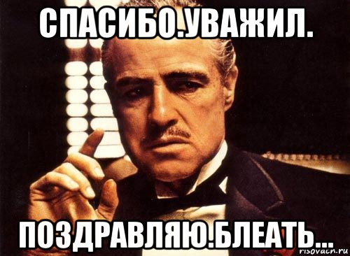 спасибо.уважил. поздравляю.блеать..., Мем крестный отец