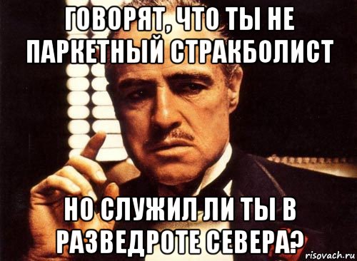 говорят, что ты не паркетный стракболист но служил ли ты в разведроте севера?, Мем крестный отец