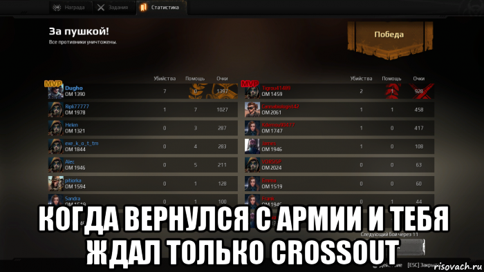  когда вернулся с армии и тебя ждал только crossout, Мем Мем