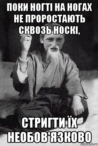 поки ногті на ногах не проростають сквозь носкі, стригти їх необов'язково, Мем Мудрий паца