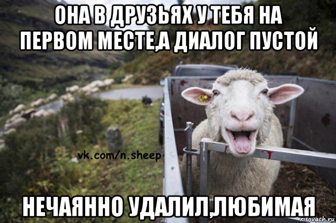 она в друзьях у тебя на первом месте,а диалог пустой нечаянно удалил,любимая