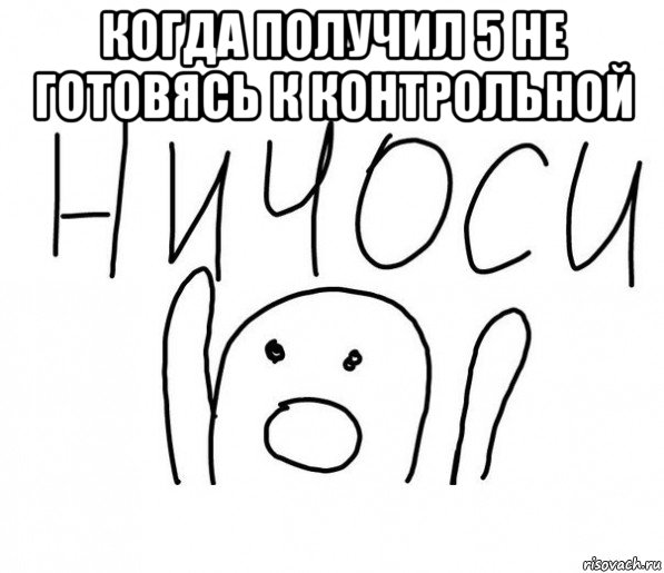 когда получил 5 не готовясь к контрольной , Мем  Ничоси