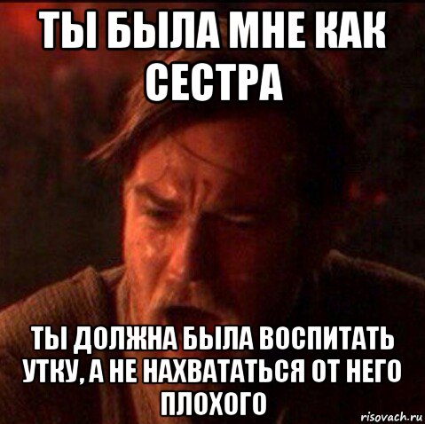 ты была мне как сестра ты должна была воспитать утку, а не нахвататься от него плохого