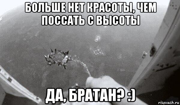 больше нет красоты, чем поссать с высоты да, братан? :), Мем П