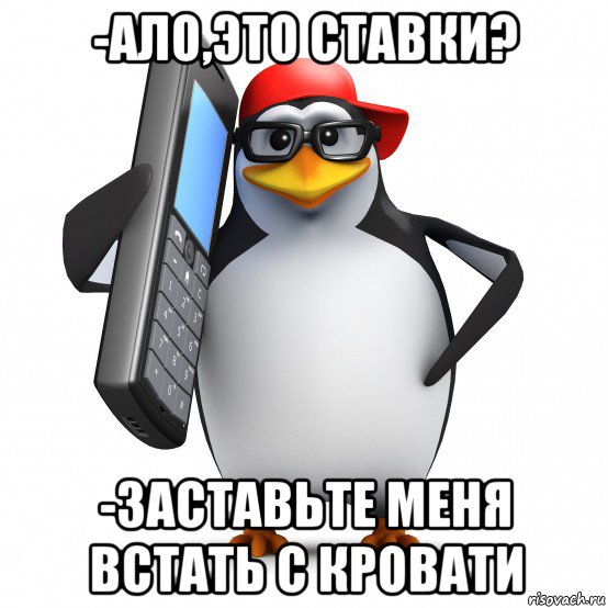 -ало,это ставки? -заставьте меня встать с кровати, Мем   Пингвин звонит