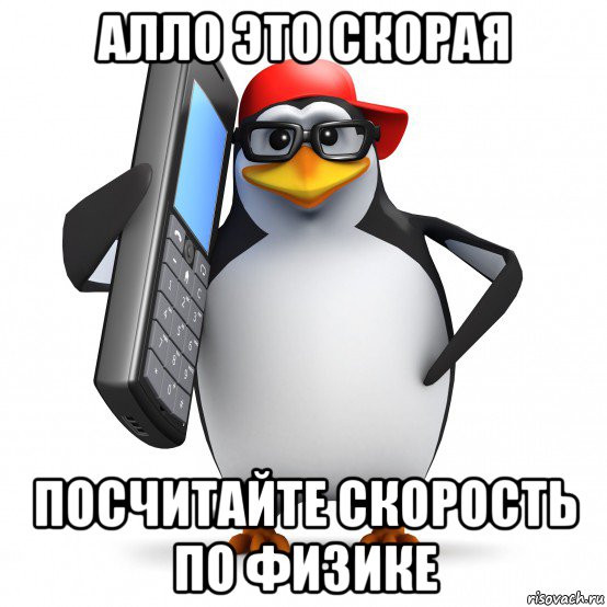 алло это скорая посчитайте скорость по физике, Мем   Пингвин звонит