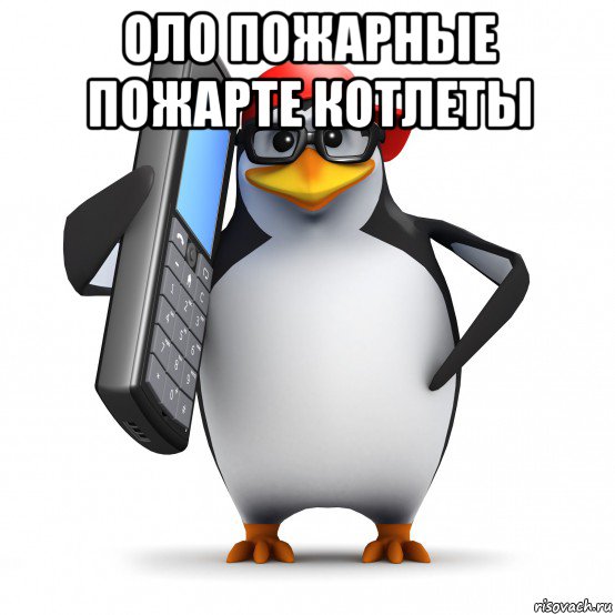 оло пожарные пожарте котлеты , Мем   Пингвин звонит