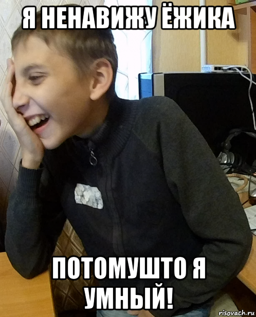 я ненавижу ёжика потомушто я умный!