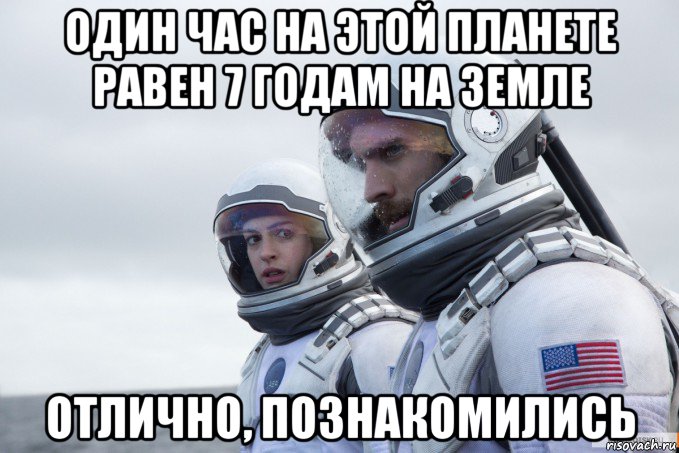 один час на этой планете равен 7 годам на земле отлично, познакомились