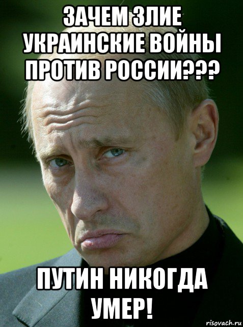 зачем злие украинские войны против россии??? путин никогда умер!