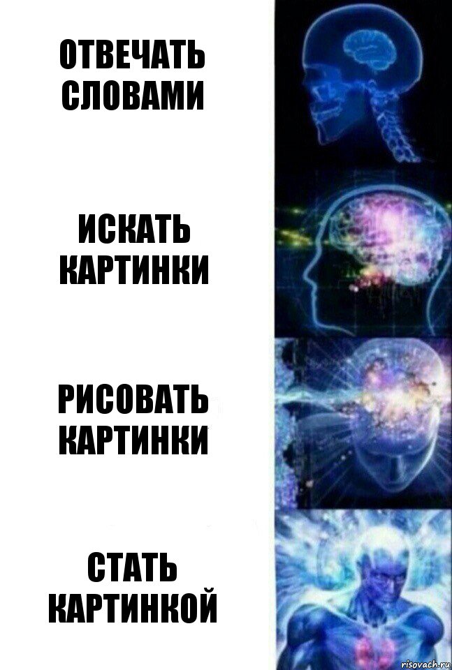 Отвечать словами Искать картинки Рисовать картинки Стать картинкой, Комикс  Сверхразум