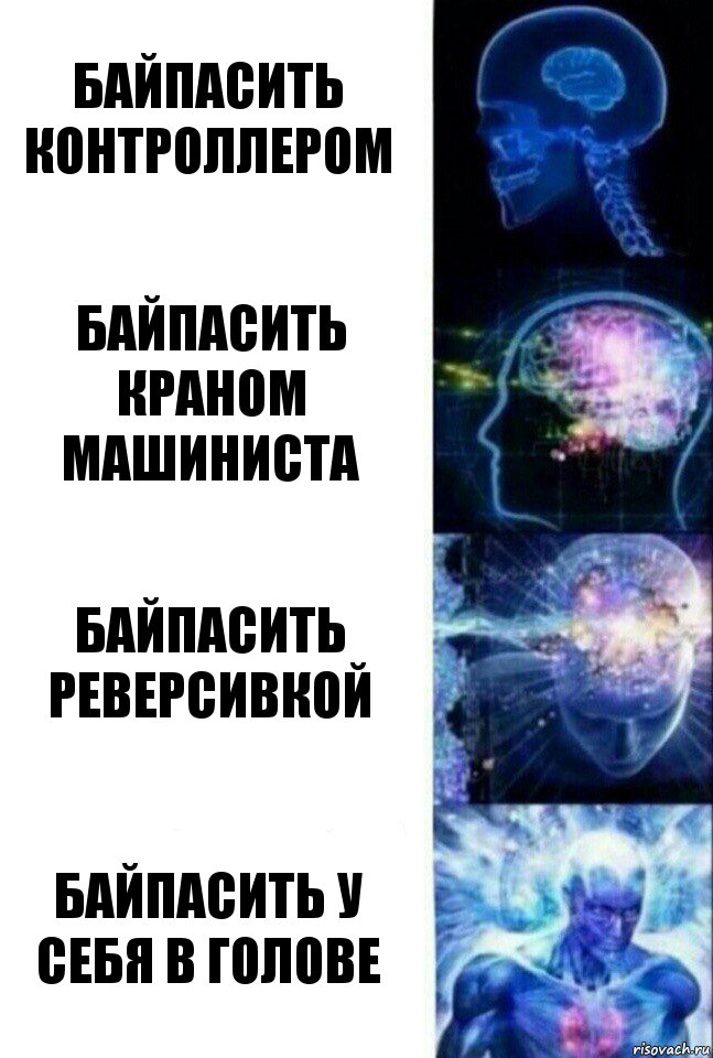 Байпасить контроллером Байпасить краном машиниста Байпасить реверсивкой Байпасить у себя в голове, Комикс  Сверхразум