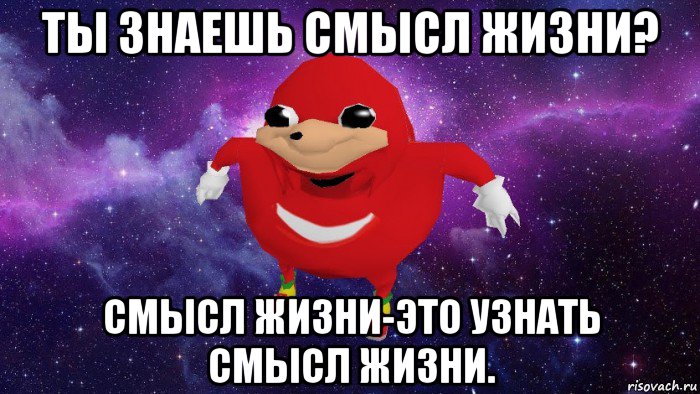 ты знаешь смысл жизни? смысл жизни-это узнать смысл жизни., Мем Угандский Наклз