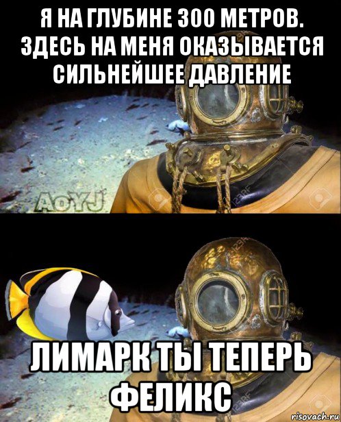 я на глубине 300 метров. здесь на меня оказывается сильнейшее давление лимарк ты теперь феликс