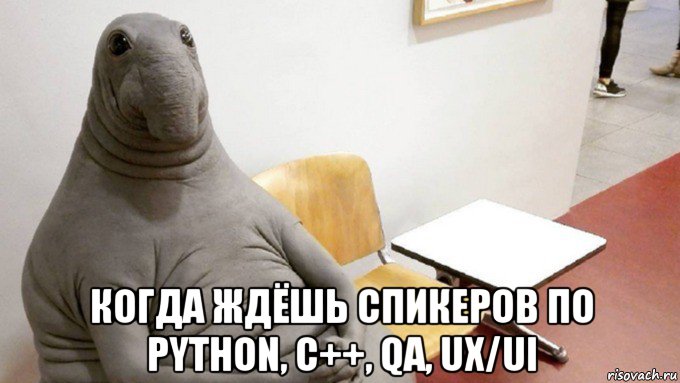  когда ждёшь спикеров по python, c++, qa, ux/ui