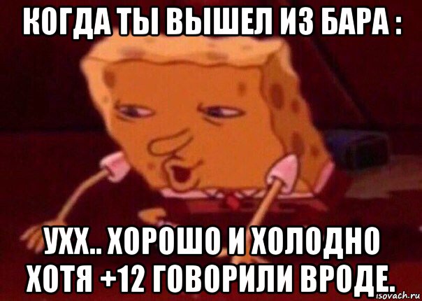 когда ты вышел из бара : ухх.. хорошо и холодно хотя +12 говорили вроде., Мем    Bettingmemes