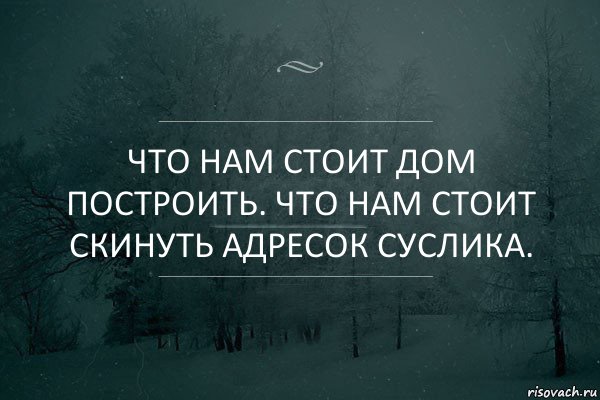 Что нам стоит дом построить. Что нам стоит скинуть адресок суслика.