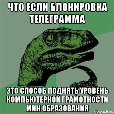 что если блокировка телеграмма это способ поднять уровень компьютерной грамотности мин образования, Мем Филосораптор