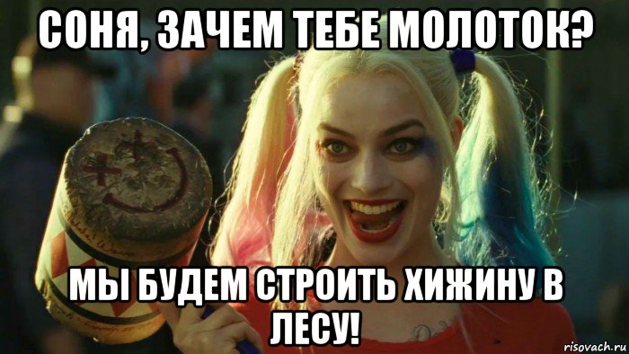 соня, зачем тебе молоток? мы будем строить хижину в лесу!, Мем    Harley quinn