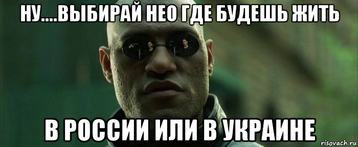 ну....выбирай нео где будешь жить в россии или в украине, Мем  морфеус