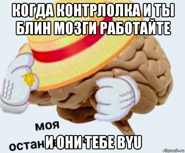 когда контрлолка и ты блин мозги работайте и они тебе byu, Мем   Моя остановочка мозг