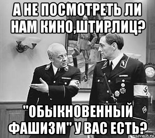 а не посмотреть ли нам кино,штирлиц? "обыкновенный фашизм" у вас есть?