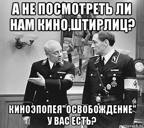 а не посмотреть ли нам кино,штирлиц? киноэпопея"освобождение" у вас есть?