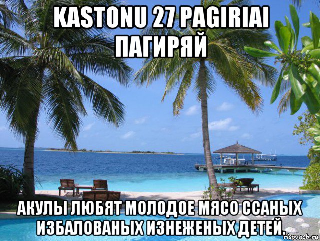 kastonu 27 pagiriai пагиряй акулы любят молодое мясо ссаных избалованых изнеженых детей.