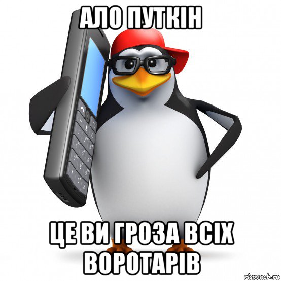 ало путкін це ви гроза всіх воротарів, Мем   Пингвин звонит