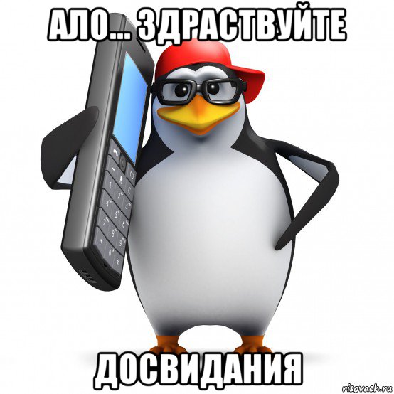 ало... здраствуйте досвидания, Мем   Пингвин звонит