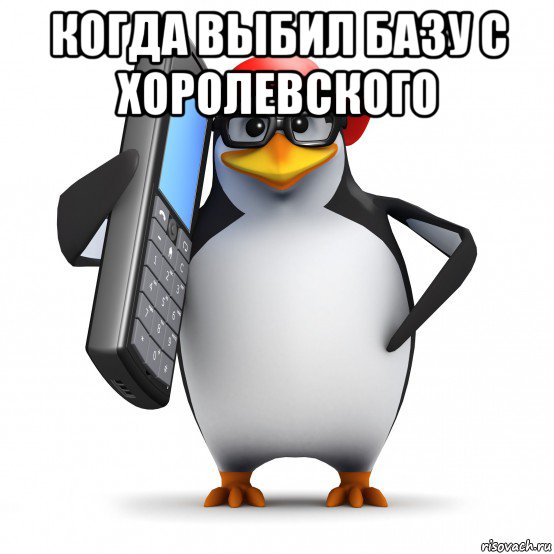 когда выбил базу с хоролевского , Мем   Пингвин звонит