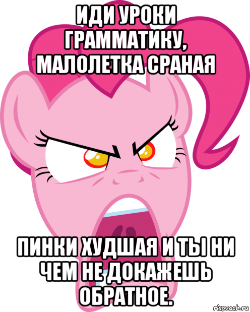 иди уроки грамматику, малолетка сраная пинки худшая и ты ни чем не докажешь обратное., Мем Пинкамина гавно