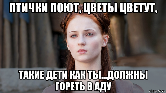 птички поют, цветы цветут, такие дети как ты...должны гореть в аду, Мем Санса