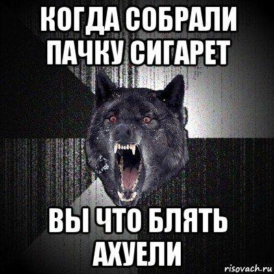 когда собрали пачку сигарет вы что блять ахуели, Мем Сумасшедший волк