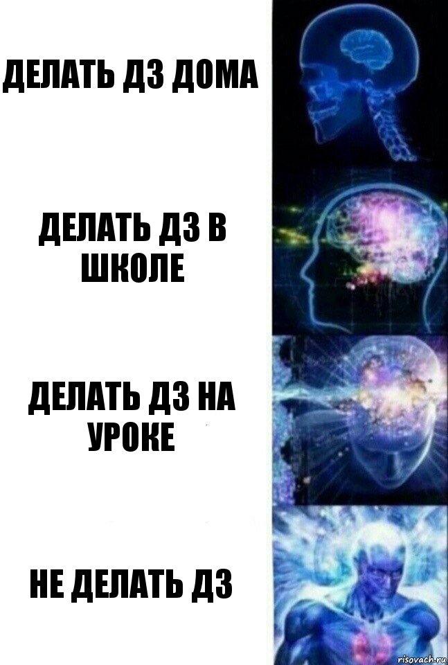 Делать дз дома Делать дз в школе Делать дз на уроке Не делать дз, Комикс  Сверхразум