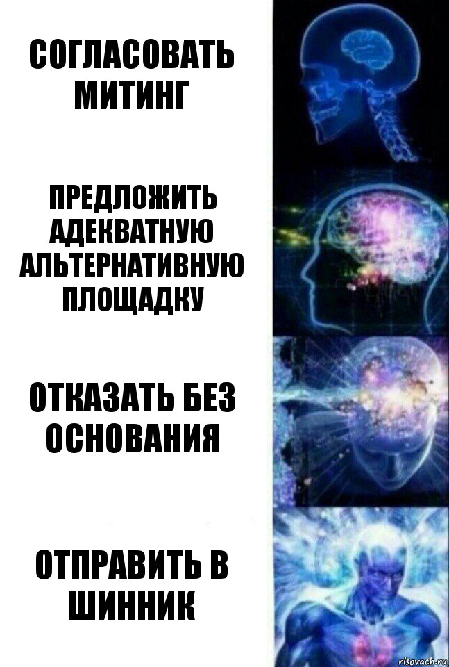 Согласовать митинг Предложить адекватную альтернативную площадку Отказать без основания Отправить в шинник, Комикс  Сверхразум