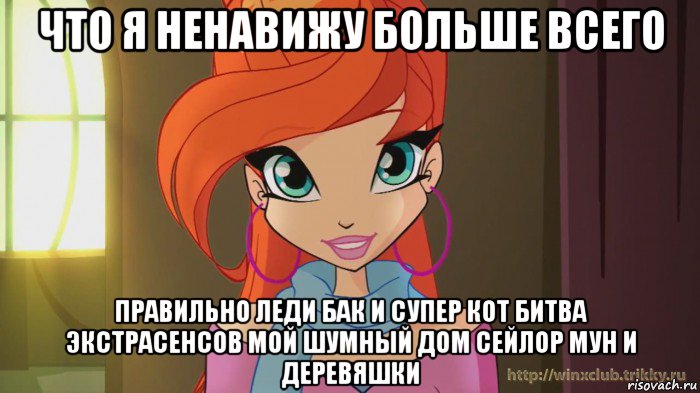 что я ненавижу больше всего правильно леди бак и супер кот битва экстрасенсов мой шумный дом сейлор мун и деревяшки, Мем Винкс