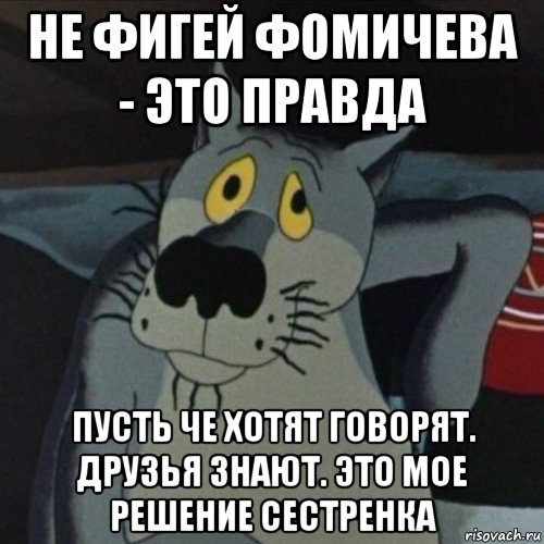 не фигей фомичева - это правда пусть че хотят говорят. друзья знают. это мое решение сестренка, Мем Волк