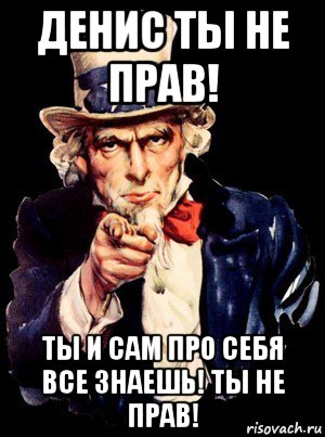 денис ты не прав! ты и сам про себя все знаешь! ты не прав!, Мем а ты