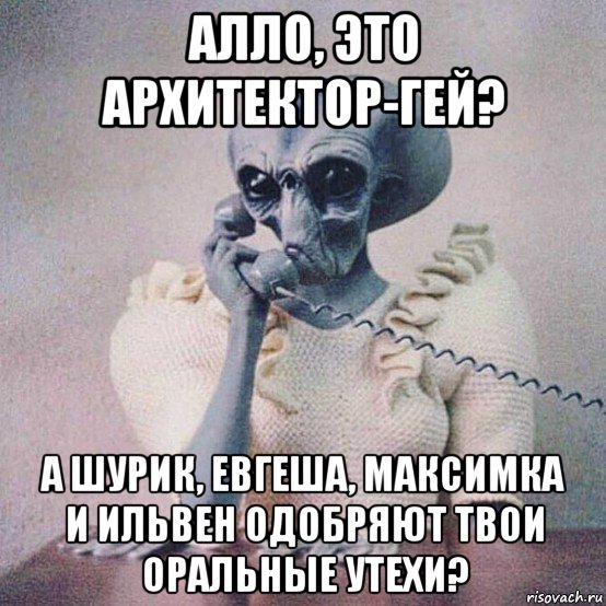 алло, это архитектор-гей? а шурик, евгеша, максимка и ильвен одобряют твои оральные утехи?