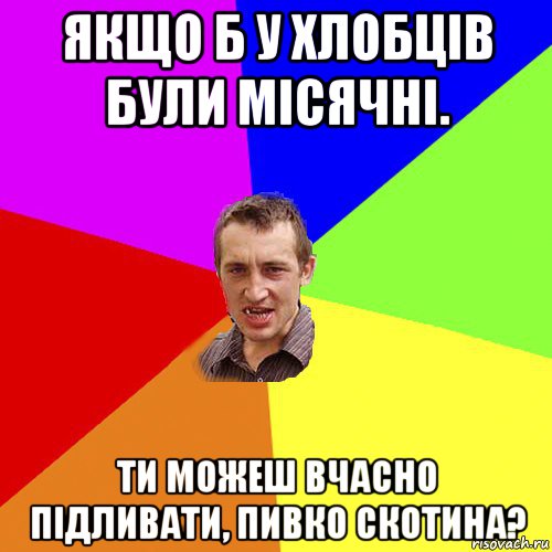 якщо б у хлобців були місячні. ти можеш вчасно підливати, пивко скотина?, Мем Чоткий паца