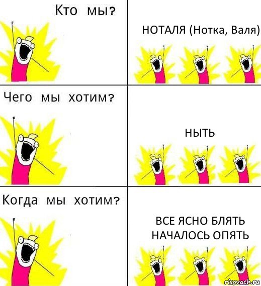 НОТАЛЯ (Нотка, Валя) НЫТЬ ВСЕ ЯСНО БЛЯТЬ НАЧАЛОСЬ ОПЯТЬ, Комикс Что мы хотим