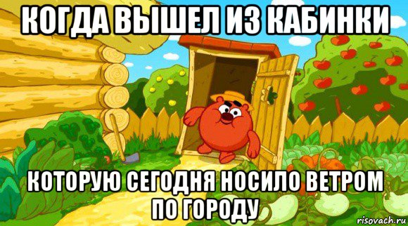когда вышел из кабинки которую сегодня носило ветром по городу, Мем Копатыч выходит из туалета