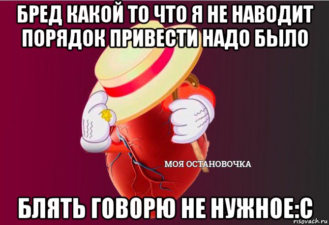 бред какой то что я не наводит порядок привести надо было блять говорю не нужное:с, Мем   Моя остановочка