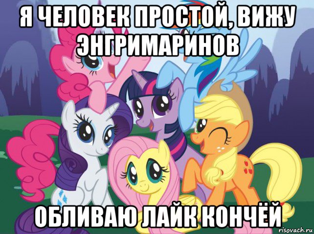 я человек простой, вижу энгримаринов обливаю лайк кончёй, Мем My little pony